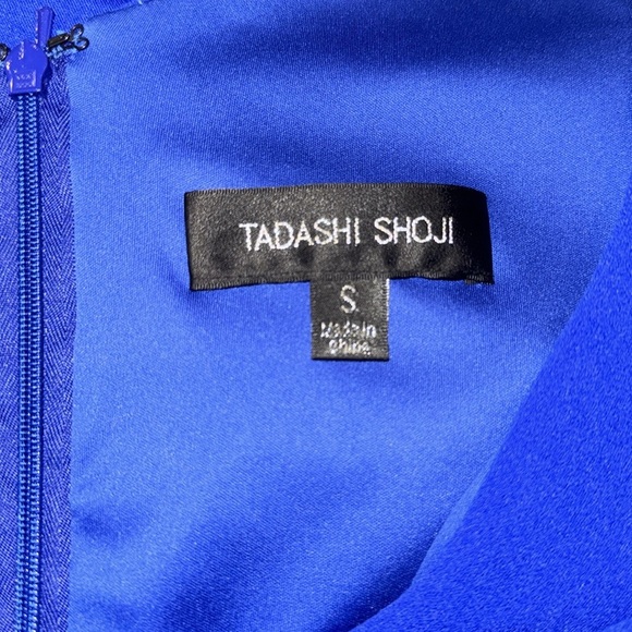NWOT Tadashi Shoji BOS24245L - Cap Sleeve Ruffle Detail Dress Royal blue sz S - Picture 7 of 10